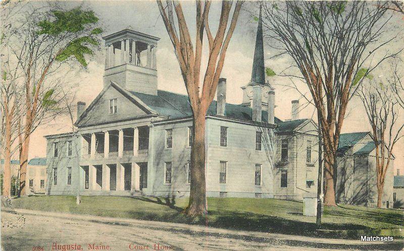 AUGUSTA MAINE C-1905 Hand Colored Court House Undivided postcard 8365 Leighton