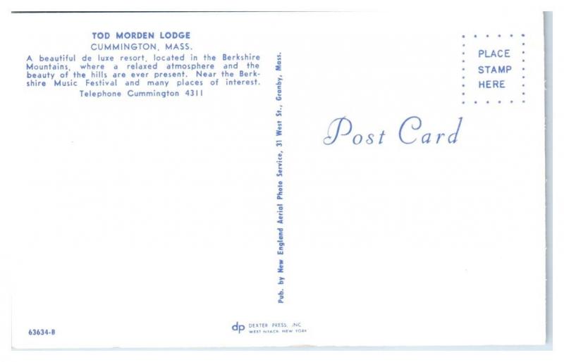 Tod Morden Lodge, Cummington, MA Postcard