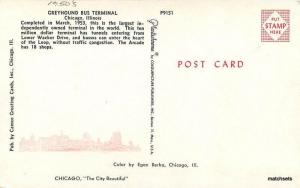 1950s Chicago Illinois Greyhound Bus Terminal Cameo Colorpicture postcard 10093 