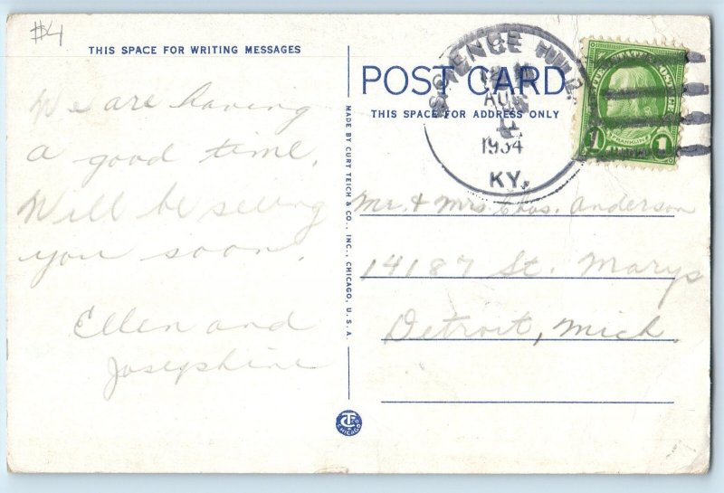 1934 Somerset Kentucky KY Vintage Postcard High School Carnegie Library Building