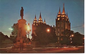 US    PC3935  NIGHT VIEW PIONEER MONUMENT, SALT LAKE CITY, UTAH