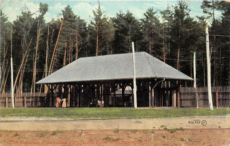 Manchester New Hampshire 1910 Postcard Entrance Pine Island Goff Falls