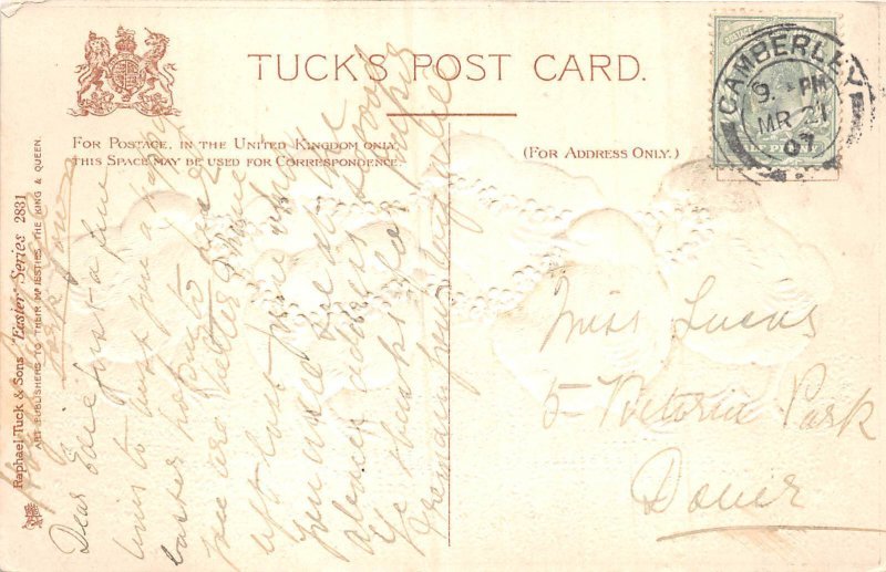 US37 postcard Tuck Easter greetings card chickens 1907 fantasy