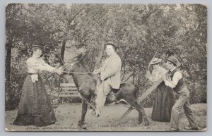 Comics~Man On Stubborn Mule~Taking Baby For Ride~Edward H Mitchell B&W~1907 PC 