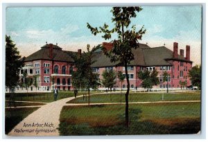 1908 Waterman Gymnasium Building Pathways Walking Trees Ann Arbor MI Postcard 