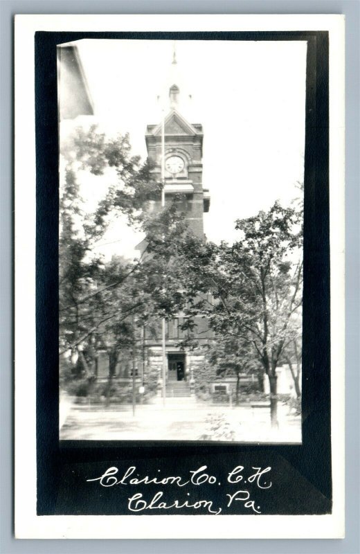 CLARION PA COUNTY COURT HOUSE ANTIQUE REAL PHOTO POSTCARD RPPC