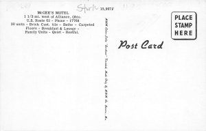 Alliance Ohio 1950s Postcard McGee's Motel