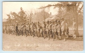 RPPC  COMPANY 8 N E SOLDIERS ~ STACKING ARMS  c1910s MILITARY Postcard