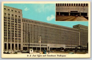 Chicago Illinois~US Post Office & Eisenhower Expressway Underpass~1950s Postcard