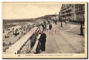 Old Postcard Cabourg Le Boulevard des Anglais Beach and The Grand Hotel