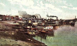 C.1910 Paddle Steamer At Landing In Evansville, IN Postcard P117