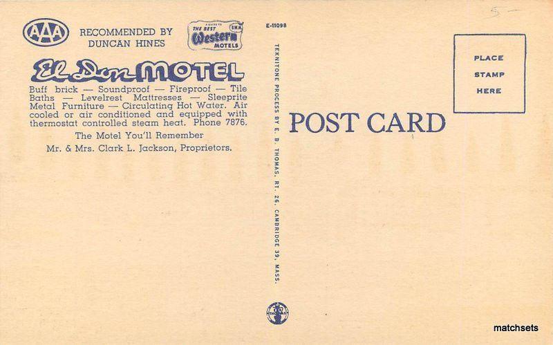 1940s El Don Motel COLUMBIA MISSOURI Linen Thomas postcard 1127