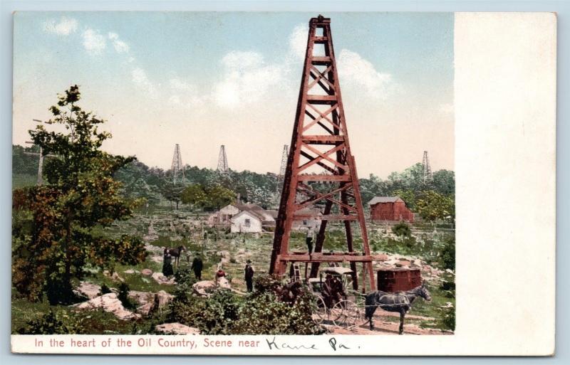 Postcard PA Kane In The Heart of Oil Country Oil Derricks Pre 1908 View N9