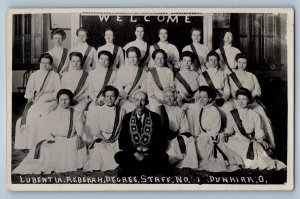 Lubentia Rebekah Degree Staff No. 3 Dunkirk Ohio OH RPPC Photo Antique Postcard