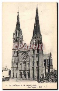 Postcard Old Cathedral of Chartres the Facade
