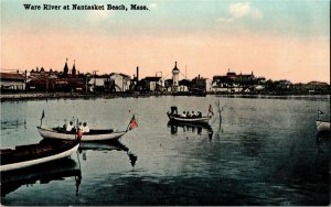 Boats on Ware River at Nantasket Beach, MA Vintage Postcard A78