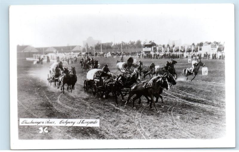 1950s Calgary Stampede Chuckwagon Chuck Wagon Race Real Photo Postcard C20