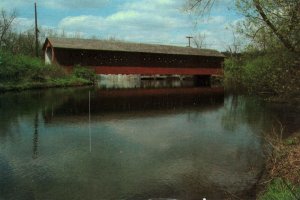 VINTAGE POSTCARD PAPER MILL COVERED BRIDGE NORTH BENNINGTON VERMONT