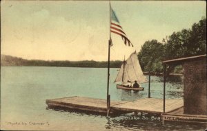 South Braintree Massachusetts MA Sunset Lake Sailboat c1910 Postcard