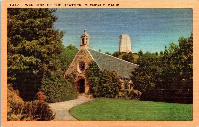 Wee Kirk Heather Glendale California CA Linen Postcard VTG UNP Vintage Unused 