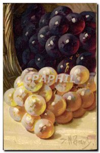 Old Postcard Fantasy Flowers Grapes