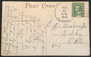 Postcard Used “Many Happy Returns” embossed Flowers LB