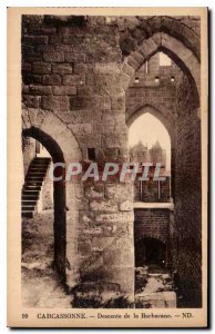 Postcard Old Carcassonne The Barbican Descent