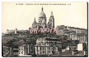 Old Postcard Panorama Paris to the Sacre Coeur and Montmartre J H