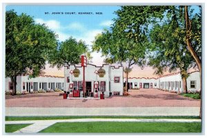 c1950's St. John's Court Shell Gas Station Kearney Nebraska NE Vintage Postcard