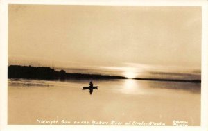 RPPC Midnight Sun, Yukon River at Circle, Alaska c1920s Cann's Vintage Postcard