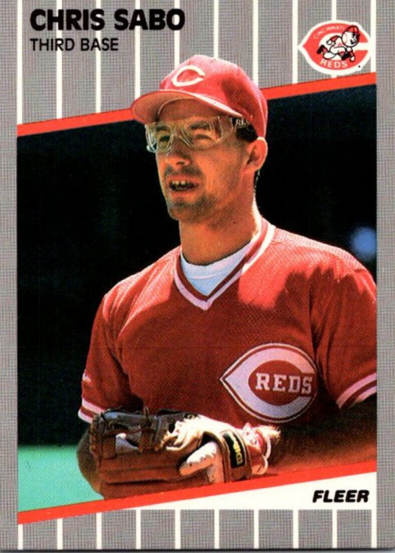 1989 Fleer Baseball Card Chris Sabo Third Base Cincinnati Reds sun0660