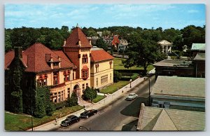 Westerly Rhode Island~Air View Memorial Public Library~Vintage Postcard