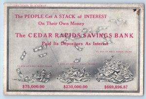 Cedar Rapids Iowa IA Postcard Cedar Rapids Savings Bank Advertising 1905 Vintage