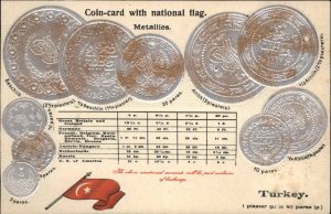 Turkey piaster Currency Embossed Coins Money c1910 Vintage Postcard