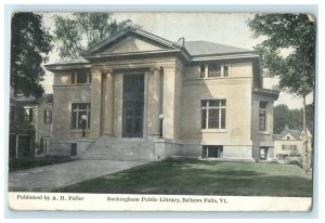 c1912 Rockingham Public Library, Bellows Falls, Vermont VT Antique Postcard