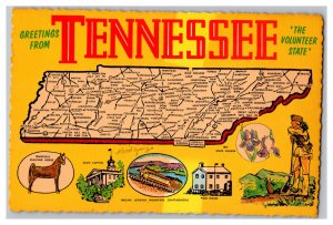 Postcard TN Greetings From Tennessee Map Continental View Card 