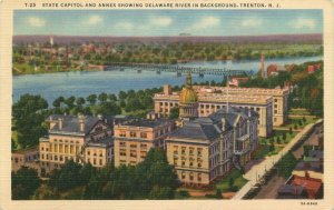 1948 State Capitol And Annex, Delaware River In Background, Trenton, NJ Postcard