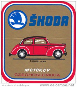 TUDOR 1948 SKODA AUTO MANUFACTURING LABEL CZECHOSLOVAKIA