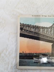 Antique Postcard, Queensboro Bridge, East River, New York