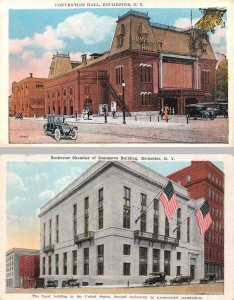 2~ca1920's Postcards ROCHESTER, NY New York  CONVENTION HALL~CHAMBER OF COMMERCE