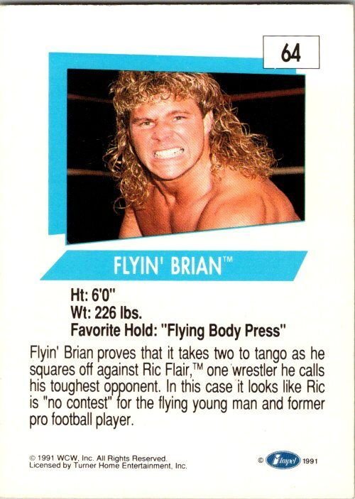 1991 WCW Wrestling Card Flyin' Brian Brian Pillman sk21220