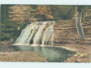 Pre-Chrome WATERFALL SCENE Dansville - Near Bath & Hornell & Geneseo NY AG4391