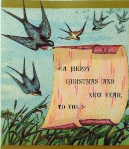 Christmas Folder-Card Harriman's Goods Toys Poem Colorful Swallows Birds P83