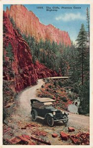 The Cliffs, Phantom Canon Highway, Colorado and Car, Early Postcard, Unused