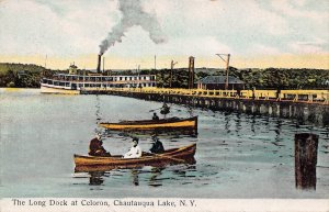 Steamer Long Dock  Row Boat Celoron Chautauqua Lake New York 1910c postcard