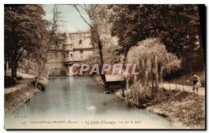 Old Postcard Bank Caisse d & # 39Epargne overlooking the Jard Chalons sur Marne