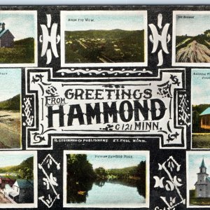 c1910s Hammond MN Greetings Town Collage Pictures Multi View Postcard Church A83