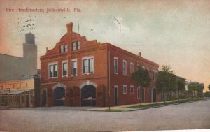FIRE HEADQUARTERS JACKSONVILLE FLORIDA POSTCARD 1908
