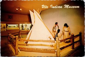 VINTAGE CONTINENTAL SIZE POSTCARD UTE INDIAN MUSEUM AT MONTROSE COLORADO