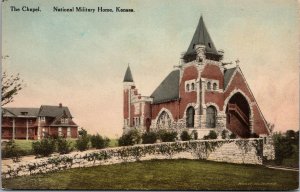 Hand Colored Postcard The Chapel at National Military Home, Kansas~131672